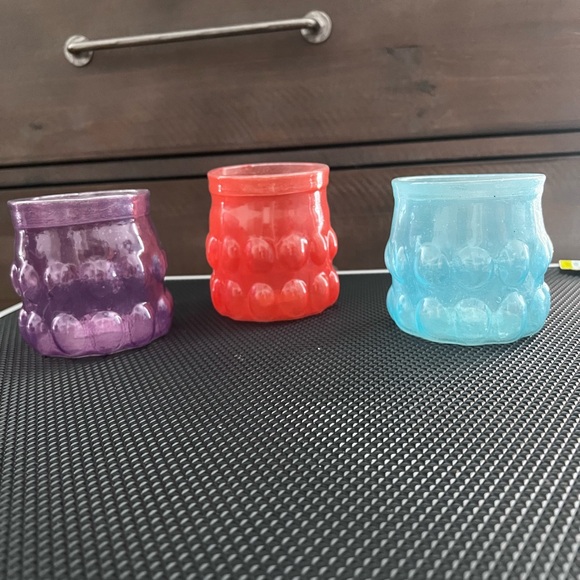 Anthropologie Other - Anthropologie Purple, Red, and Blue Textured Glass Votives